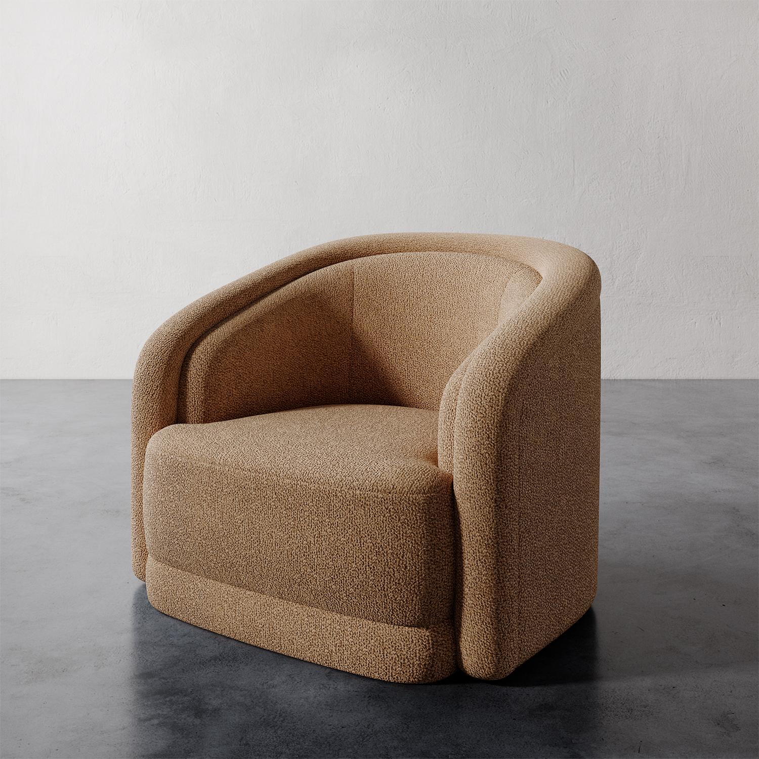 Contemporary Valence Swivel Chair in Luxe Berbers/ Bouclés by Christiane Lemieux For Sale