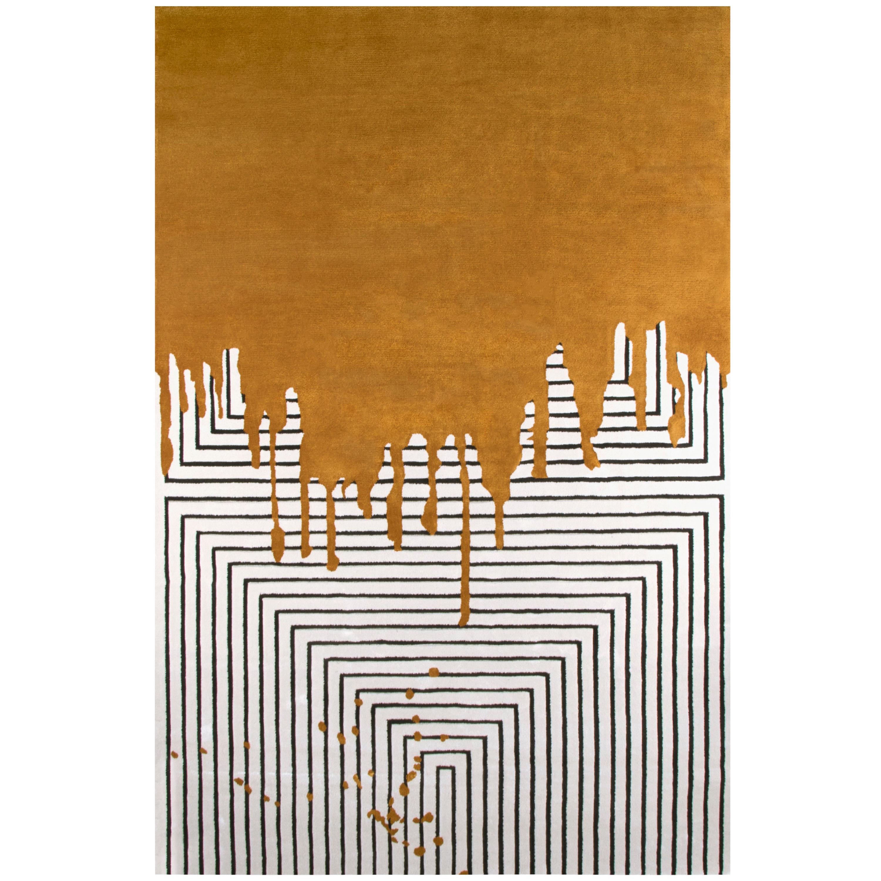 Valencia Rug in Hand Tufted Wool and Botanical Silk For Sale