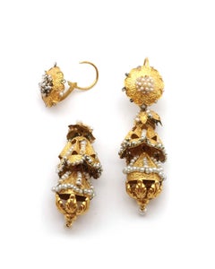 Valencian pearl earrings in 18k gold, spanish earrings, Valencian earrings