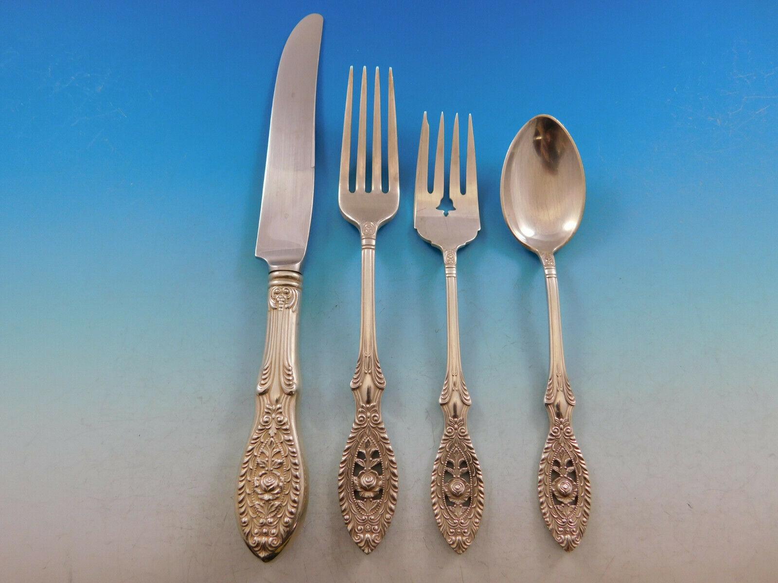 Valenciennes by Manchester Sterling Silver Flatware Set for 12 Service 84 Pieces In Excellent Condition In Big Bend, WI