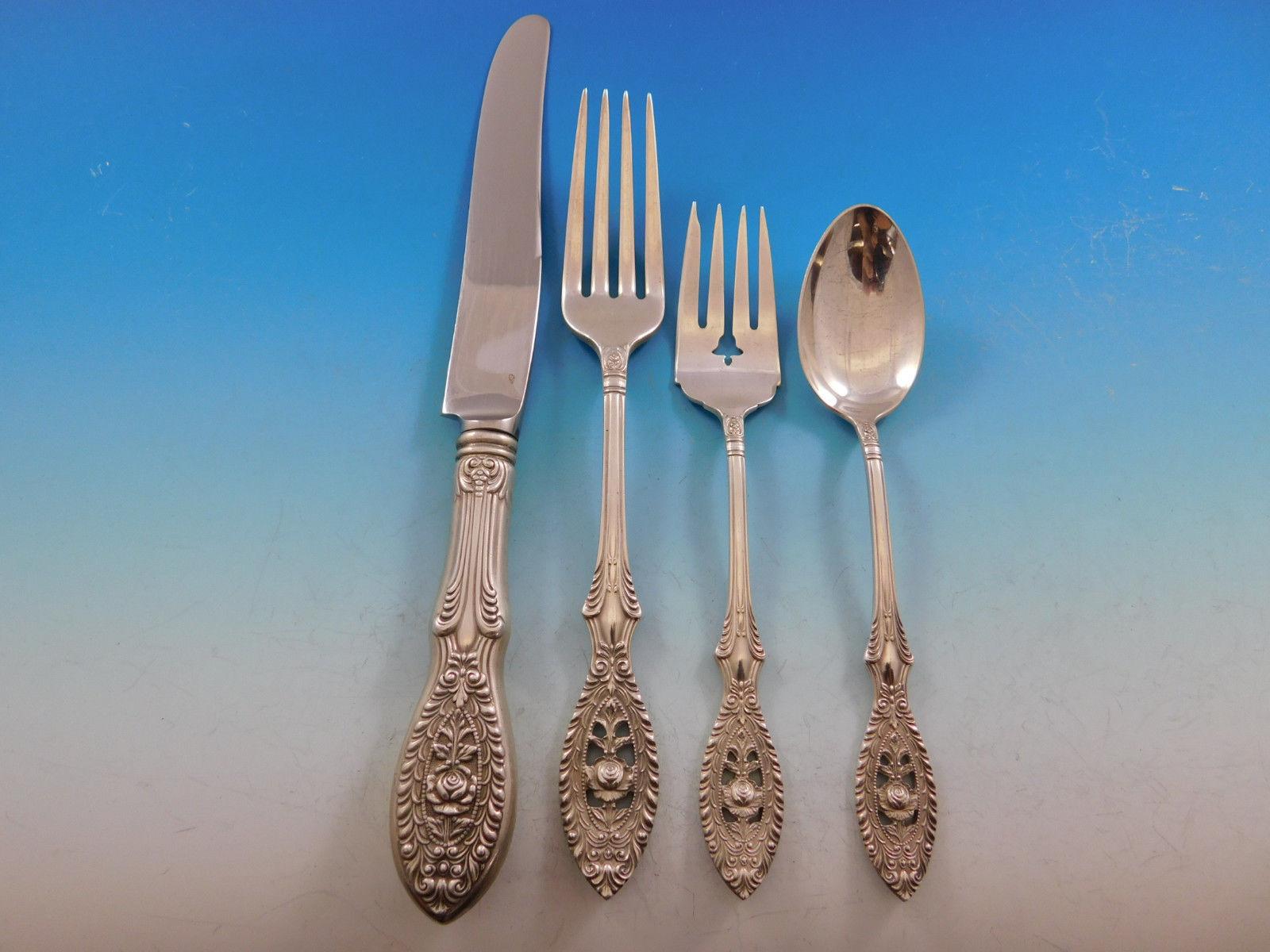 Valenciennes by Manchester Sterling Silver Flatware Set Service 109 Pcs Dinner In Excellent Condition In Big Bend, WI