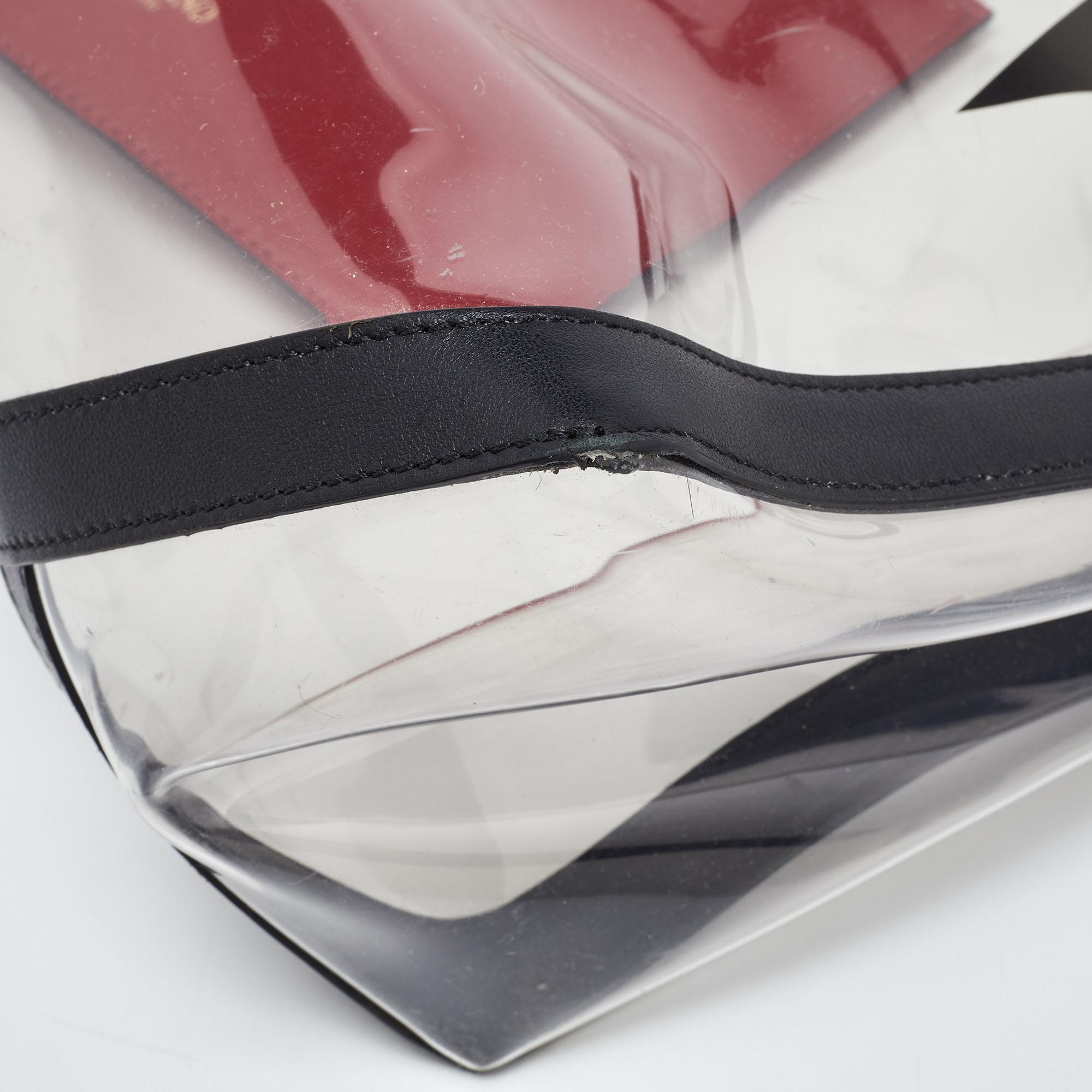 Valenitno Transparent/Black PVC and Leather VLTN Shopper Tote 6