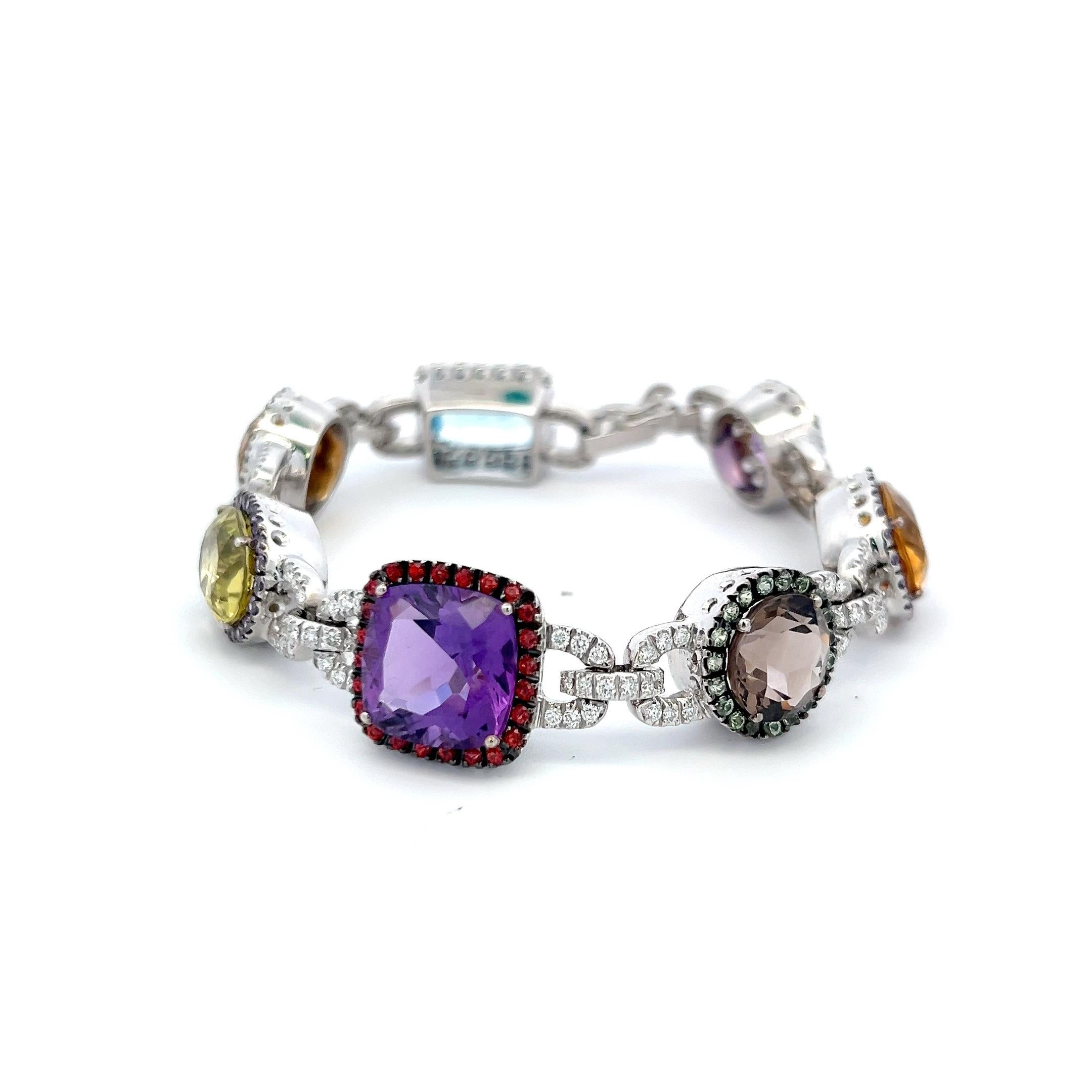 Valente 1.43 Carat Round Brilliant Diamond 18 Karat White Gold Link Bracelet In condizioni buone in vendita a New York, NY