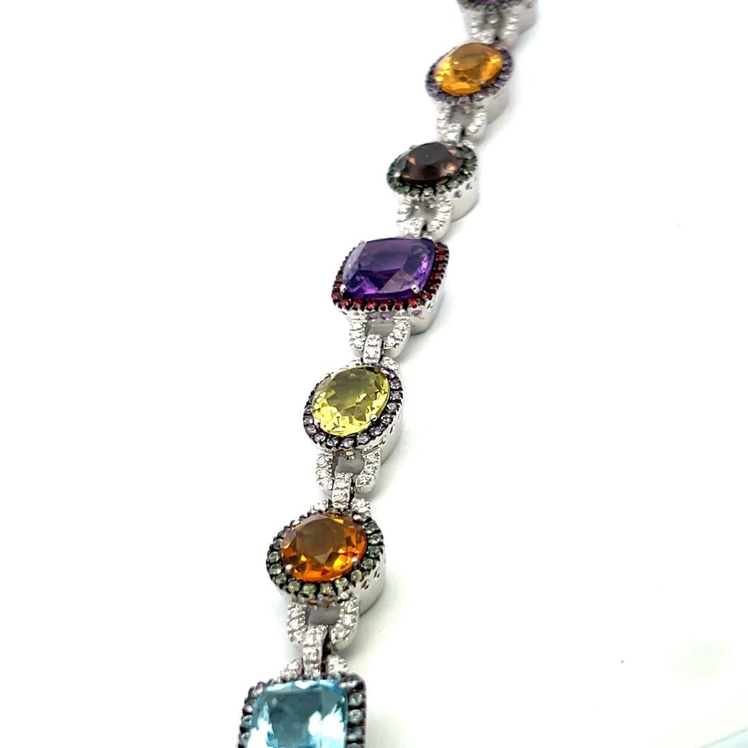 Valente 1.43 Carat Round Brilliant Diamond 18 Karat White Gold Link Bracelet in vendita 2