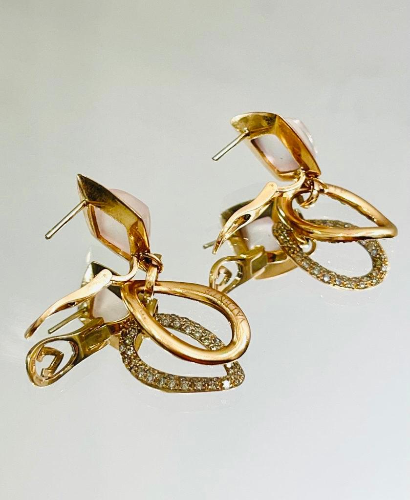 Brilliant Cut Valente 18k Rose Gold Icy Jadeite & Diamond Drop Earrings For Sale
