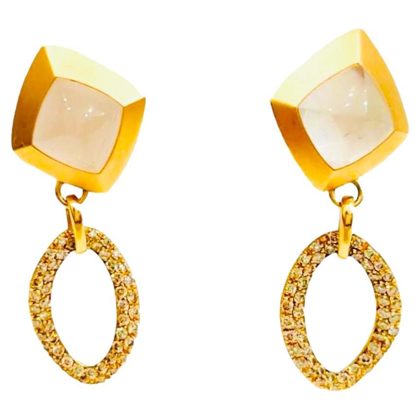 Valente 18k Rose Gold Icy Jadeite & Diamond Drop Earrings For Sale