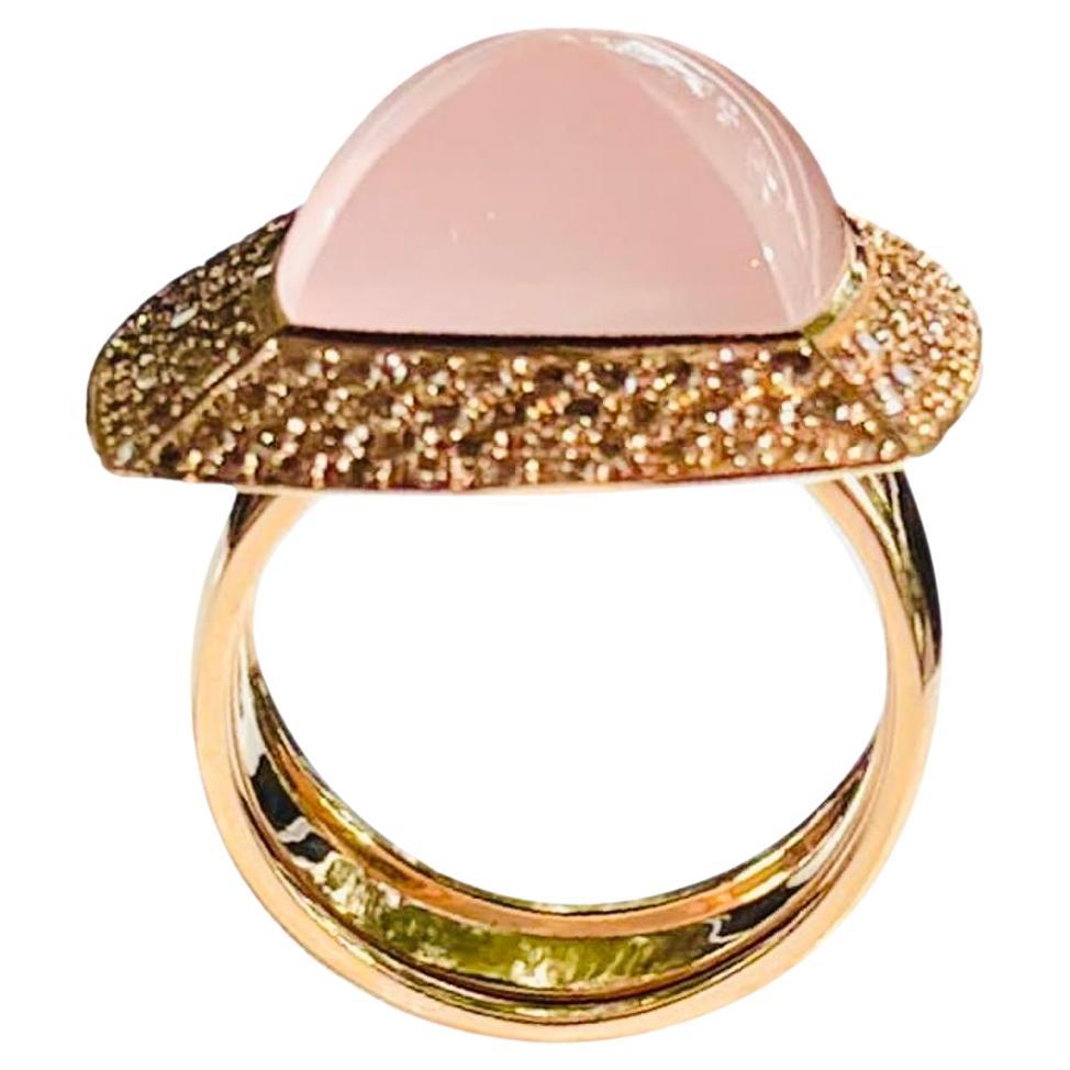 Valente 18k Rose Gold Icy Jadeite & Diamond Ring For Sale