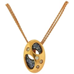 Valente Blue Sapphire Diamond Rose Gold Pendant Necklace