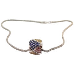 Used Valente Clash 18.6 Carat Multicolored Sapphires 18 Karat Gold Pendant Necklace