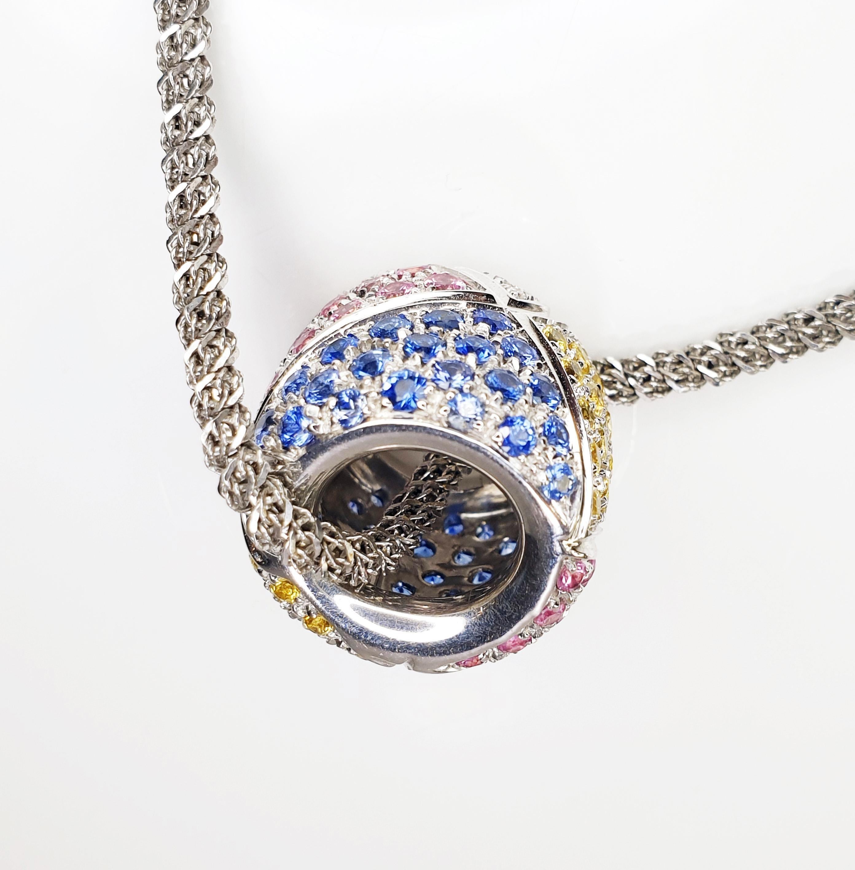 Collana con ciondolo in oro 18k Valente The Clash Collection 18,6 Carati Multi Zaffiri In condizioni Nuovo in vendita a Bilbao, ES