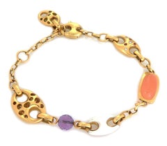 Valente Diamond and Gems 18k Yellow Gold Mariner Link Bracelet