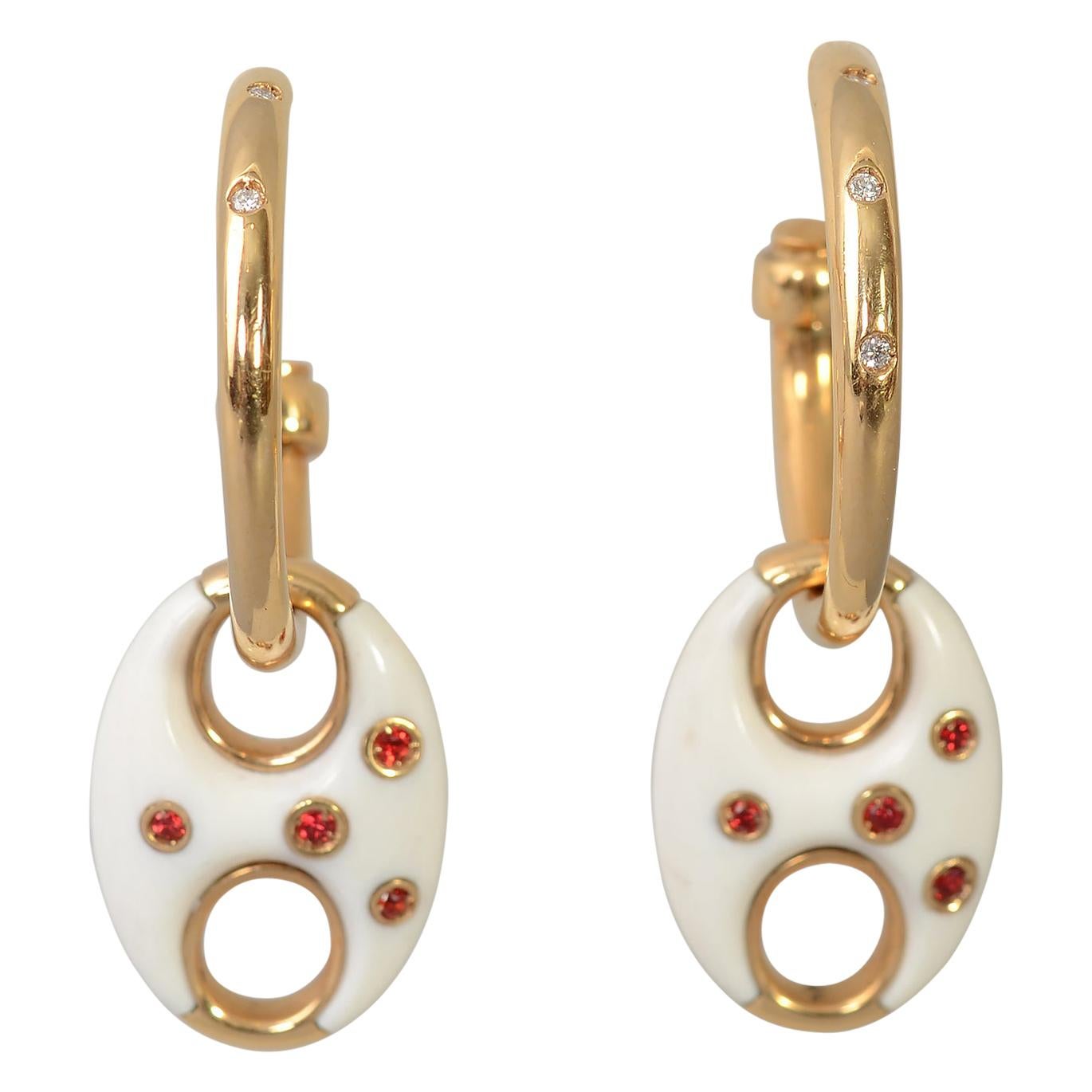 Valente Gold Hoop Earrings with Removable Pendant For Sale