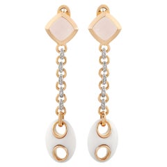 Valente Milano 18 Karat Gold 0.37 Carat Diamond, Rose Quartz, and White Agate