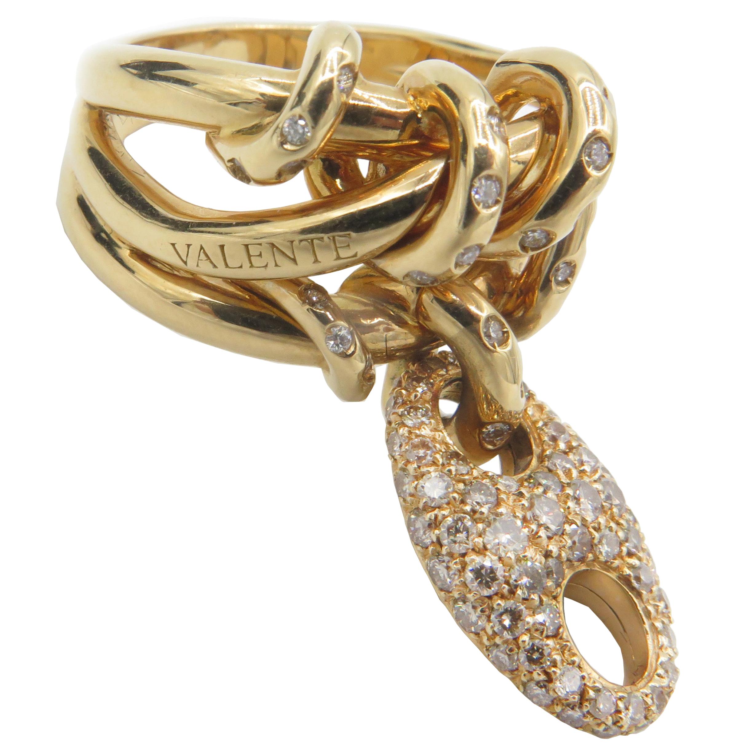 Valente Milano 18 Karat Yellow Gold and Diamond Ring by John Galliano For Sale