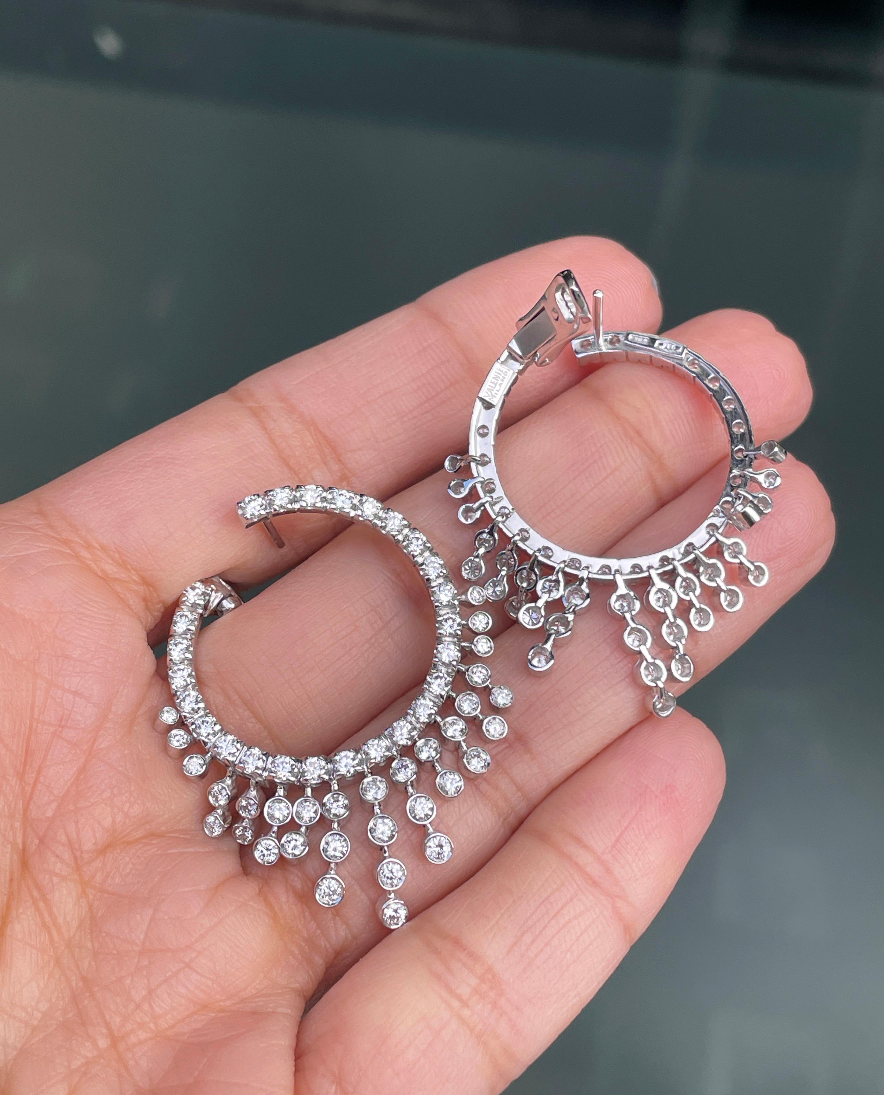 Women's Valente Milano 18ct White Gold and Diamond Chandelier Hoop Earrings For Sale