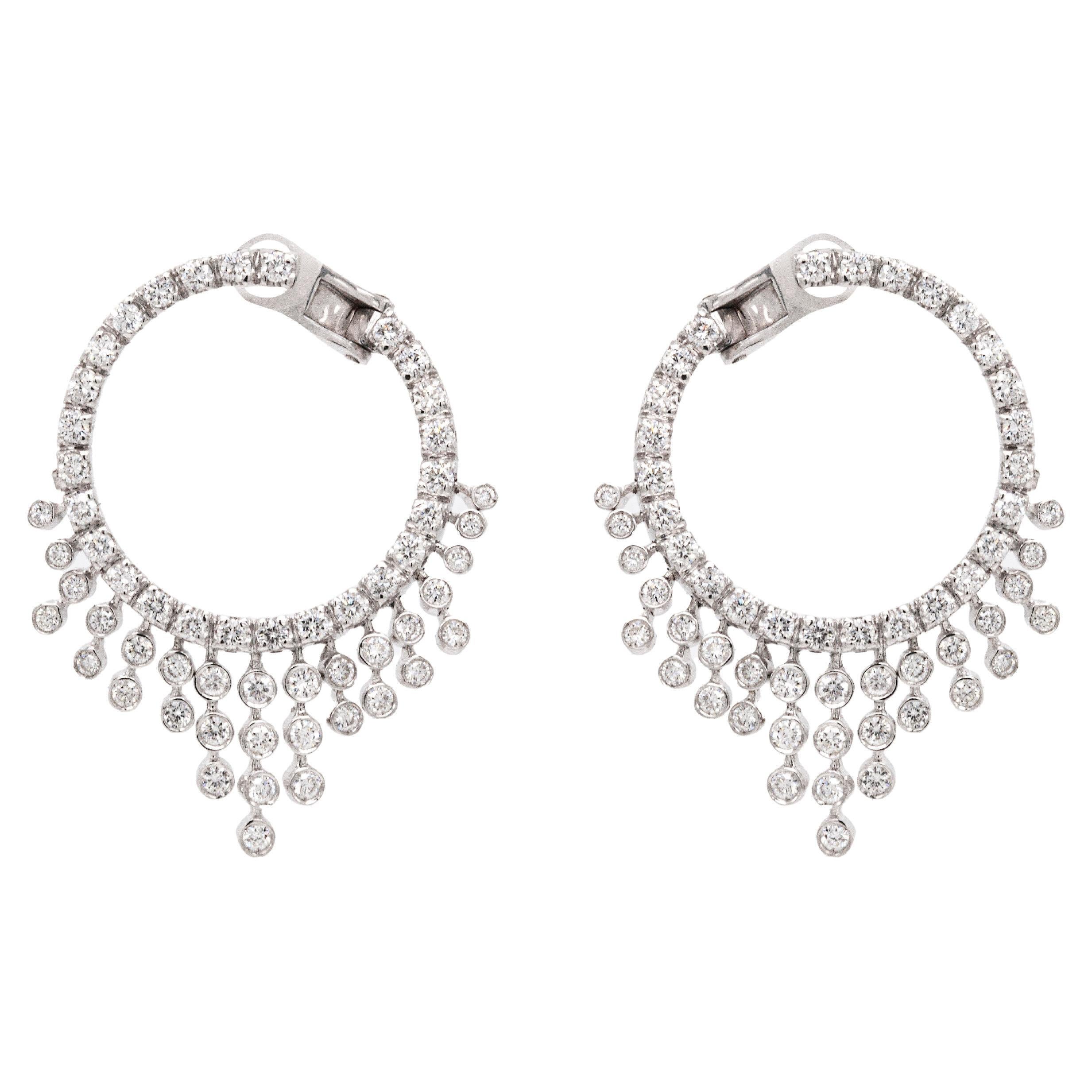Valente Milano 18ct White Gold and Diamond Chandelier Hoop Earrings For Sale