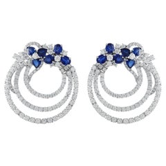 Valente Milano 18K White Gold 13.82ct Diamond and Sapphire Clip-On Earrings