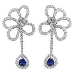 Pendientes de clip Valente Milano de oro blanco de 18 quilates, 17,10 quilates de diamantes y zafiros
