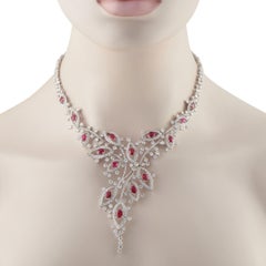 Valente Milano Collar de oro blanco de 18 quilates con diamantes y rubíes de 23,83 ct VM12-042026