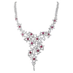 Valente Milano Collar de oro blanco de 18 quilates con diamantes y rubíes de 23,83 ct VM12-042026