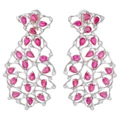 Valente Milano 18K White Gold 4.65ct Diamond and Ruby Earrings VM12-042026