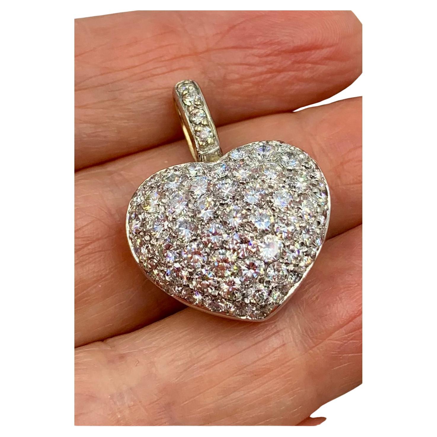 Valente Milano 2.6 TCW Pave Diamond 18K White Gold Heart Pendentif
