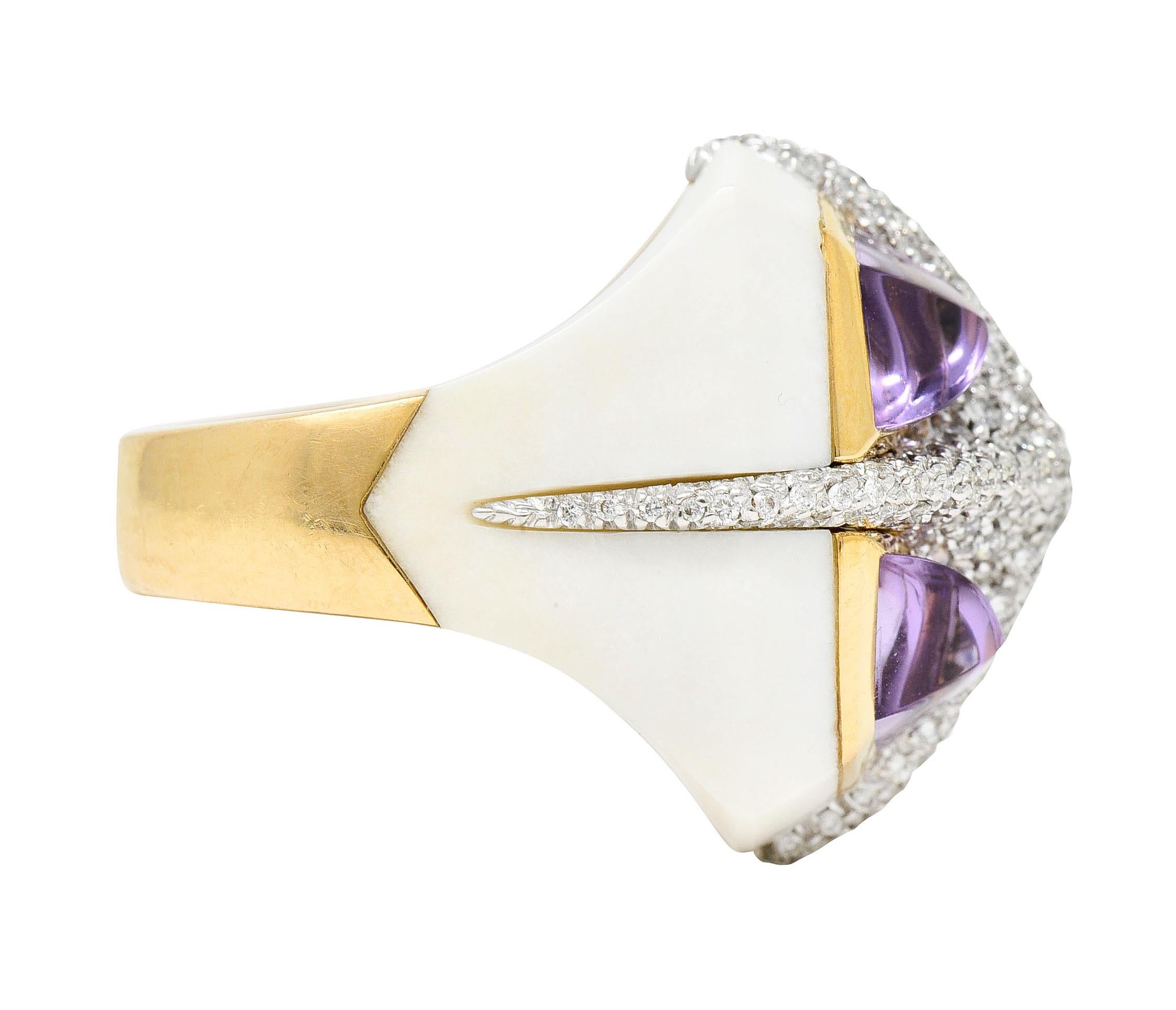 Contemporary Valente Milano Diamond Amethyst Agate 18 Karat Gold Statement Ring