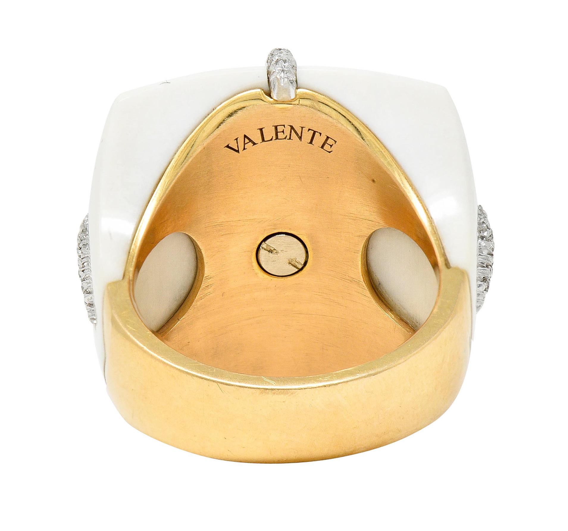 Brilliant Cut Valente Milano Diamond Amethyst Agate 18 Karat Gold Statement Ring