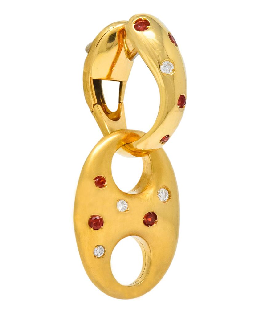 Contemporary Valente Milano Diamond Ruby 18 Karat Gold Italian Earrings