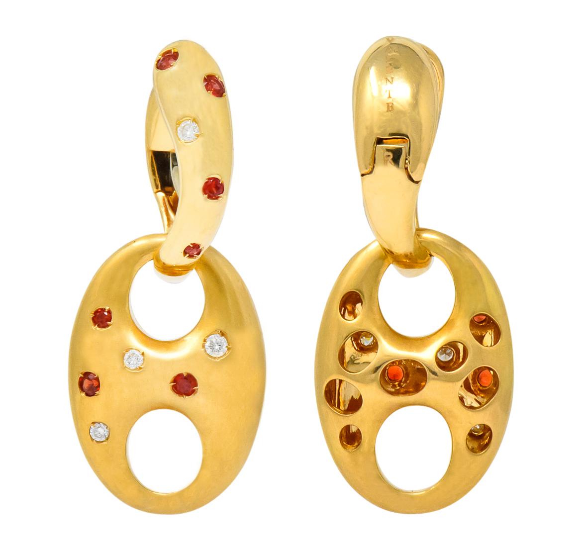 Valente Milano Diamond Ruby 18 Karat Gold Italian Earrings 2