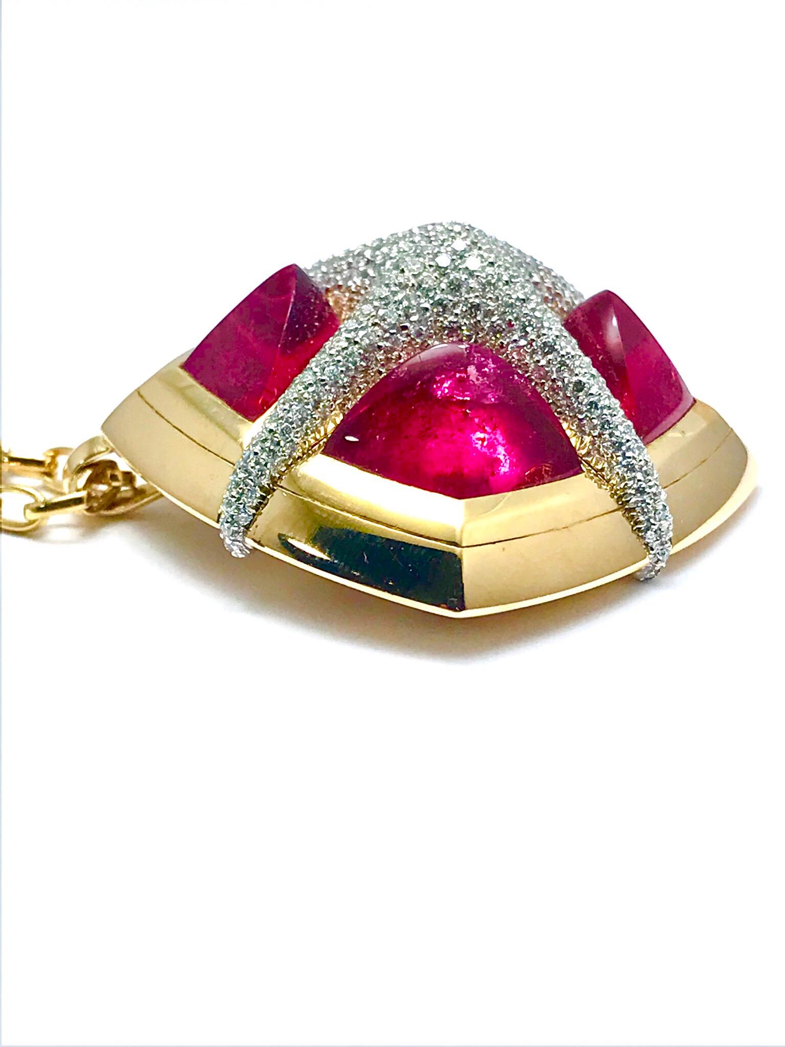 Valente Milano Rubelite Tourmaline and Pave Diamond Rose Gold Necklace 1