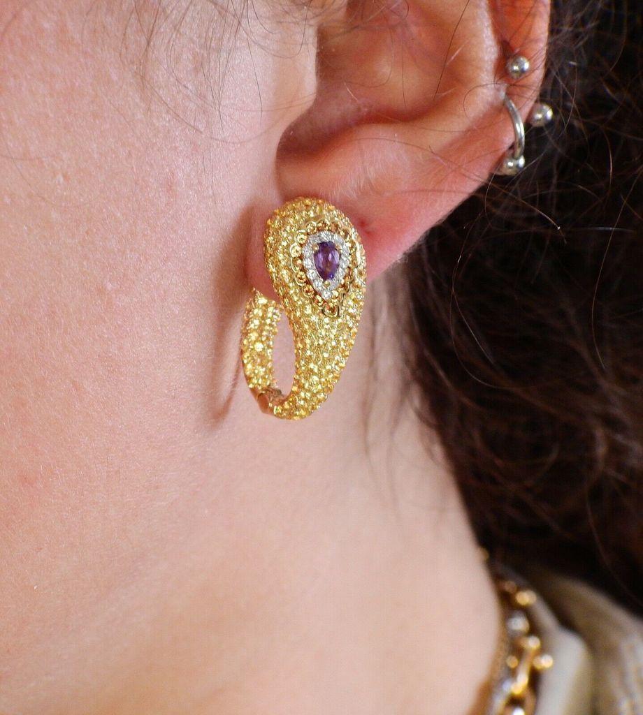 Valente Multi-Color Sapphire Diamond Gold Earrings 1