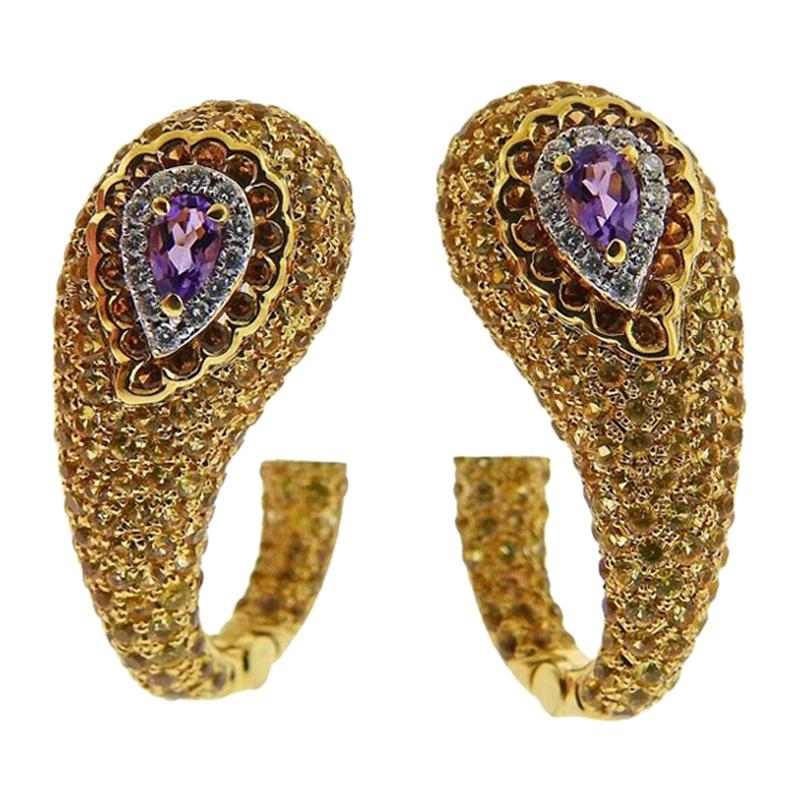 Valente Multi-Color Sapphire Diamond Gold Earrings