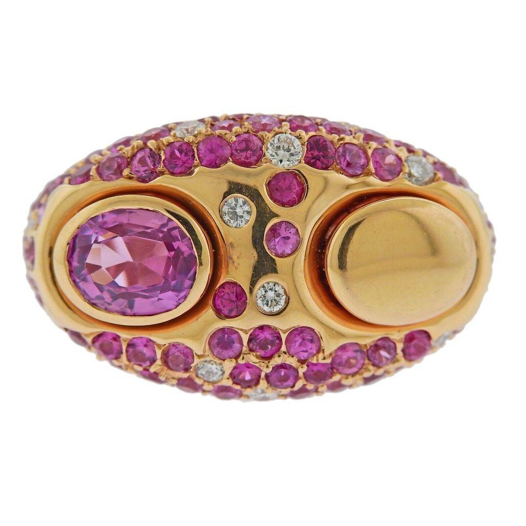 Women's or Men's Valente Pink Sapphire Diamond Gold Ring