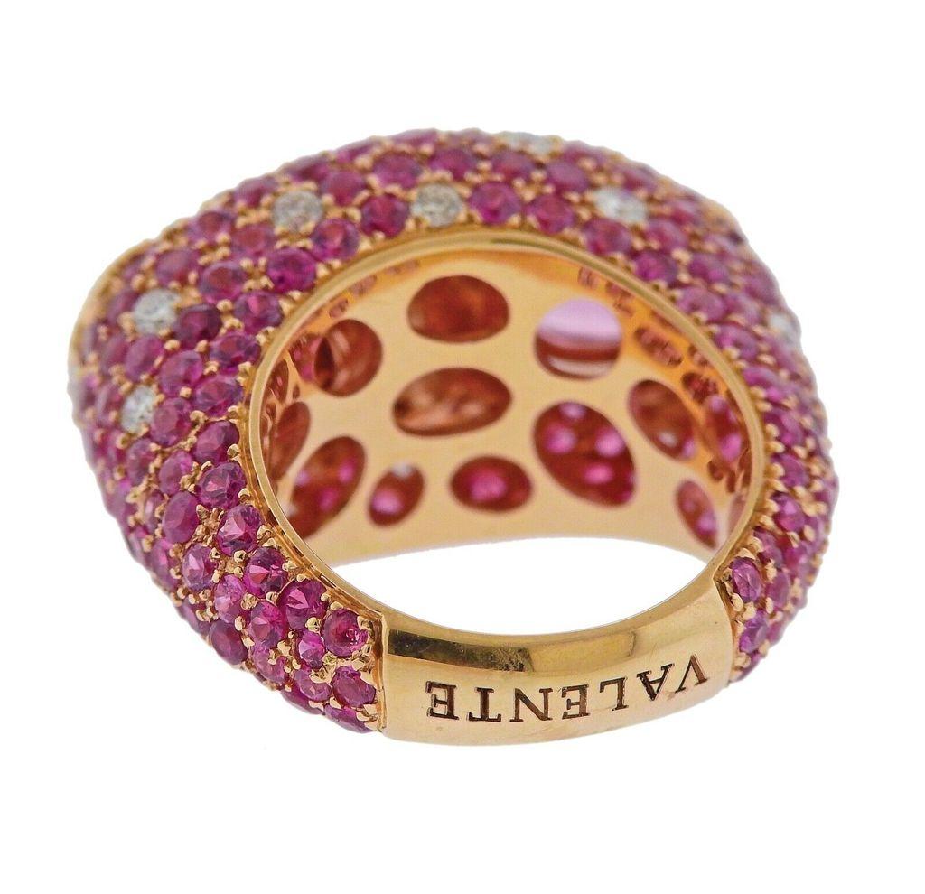 Valente Pink Sapphire Diamond Gold Ring 1