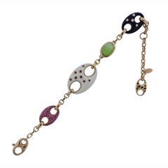 Valente Pink Sapphire Diamond Peridot Ebony Link Bracelet