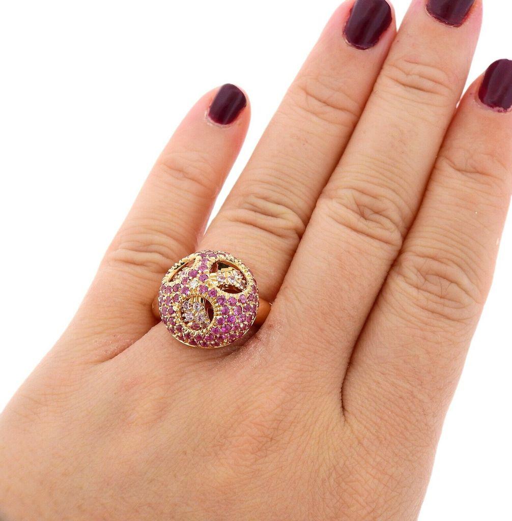 Women's or Men's Valente Pink Sapphire Diamond Rose Gold Ring For Sale