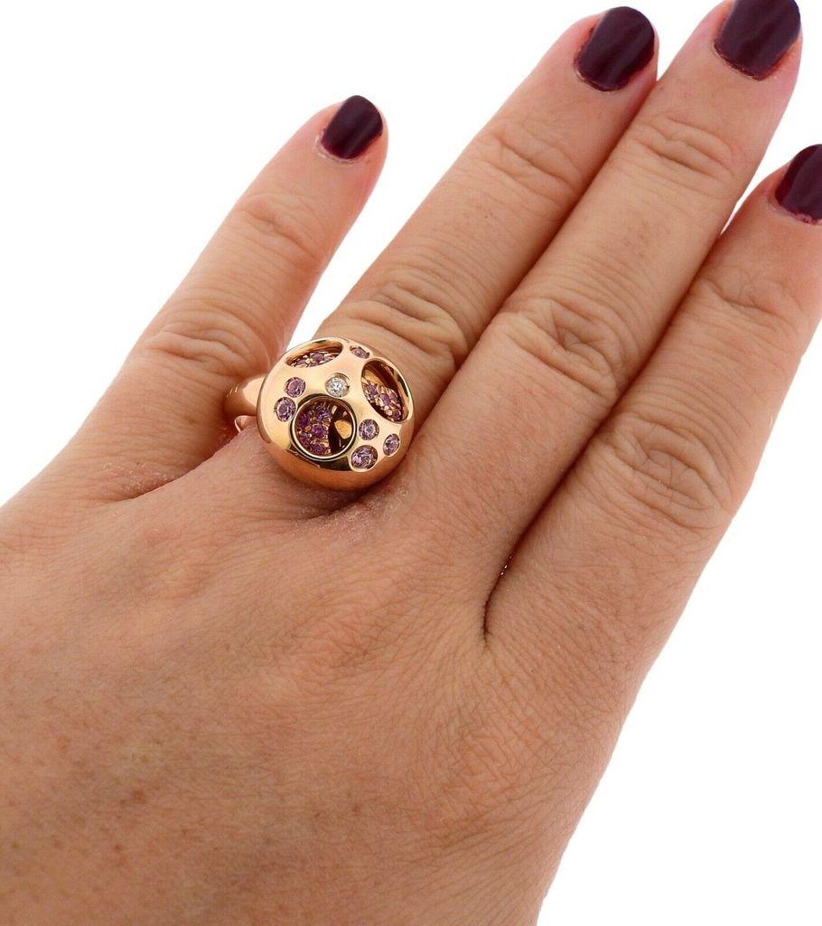 Valente Pink Sapphire Diamond Rose Gold Ring In Excellent Condition In Lambertville, NJ