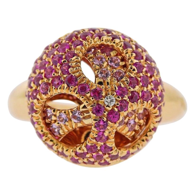 Valente Pink Sapphire Diamond Rose Gold Ring For Sale