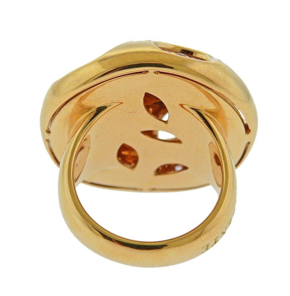 Valente Rose Gold Diamond Pink Sapphire Dome Ring In Excellent Condition In Lambertville, NJ
