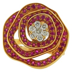Valente Ruby Diamond Rose Gold Flower Ring