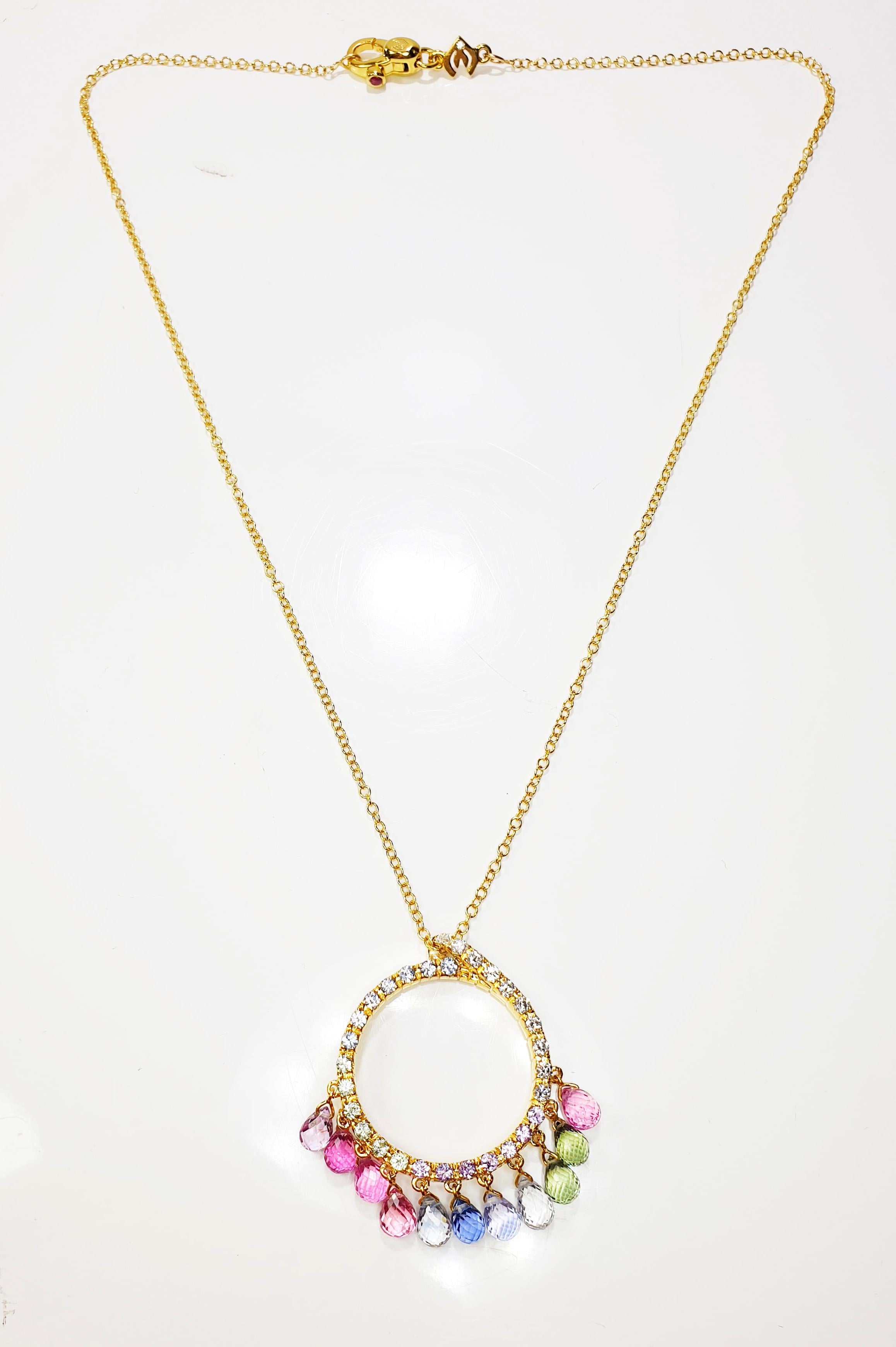 Contemporain Valente Shirasi Bague en or jaune 18 carats avec saphirs multicolores et diamants en vente