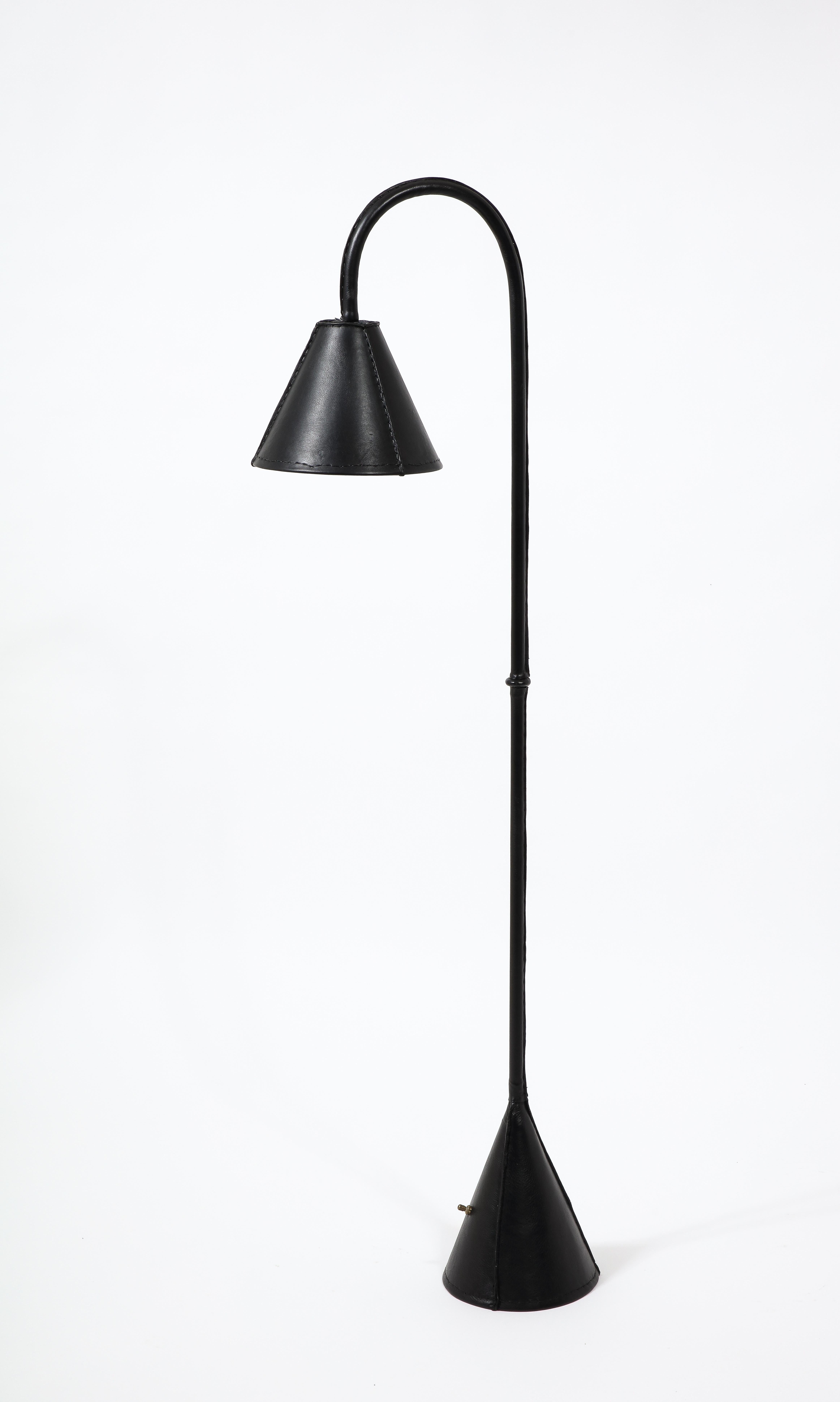 Valenti Reading Lamps in Stitched Leather, France 1960's For Sale 10