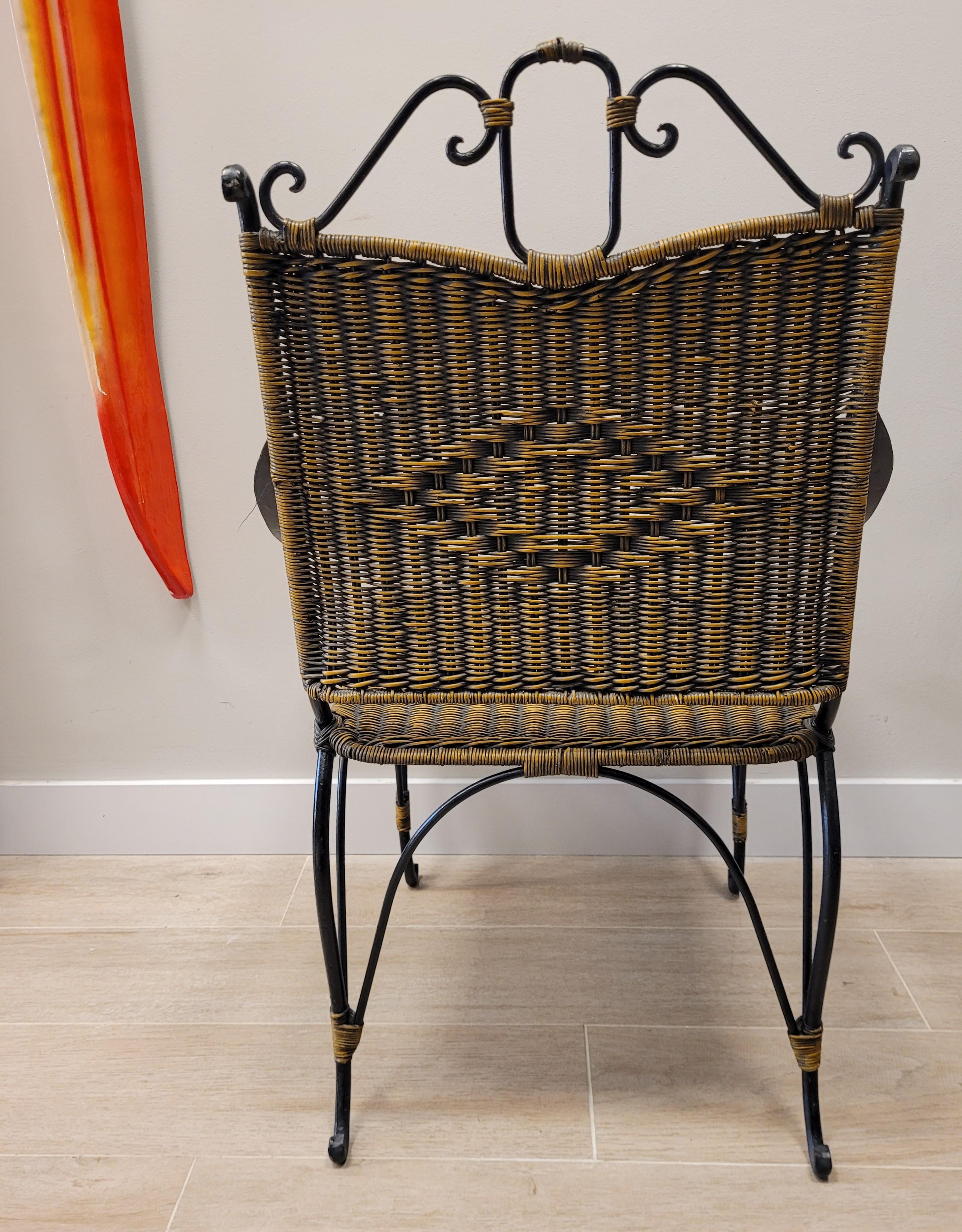 Valenti armchair in black rattan and wrought iron from the Spanish manufacturer in vendita 2
