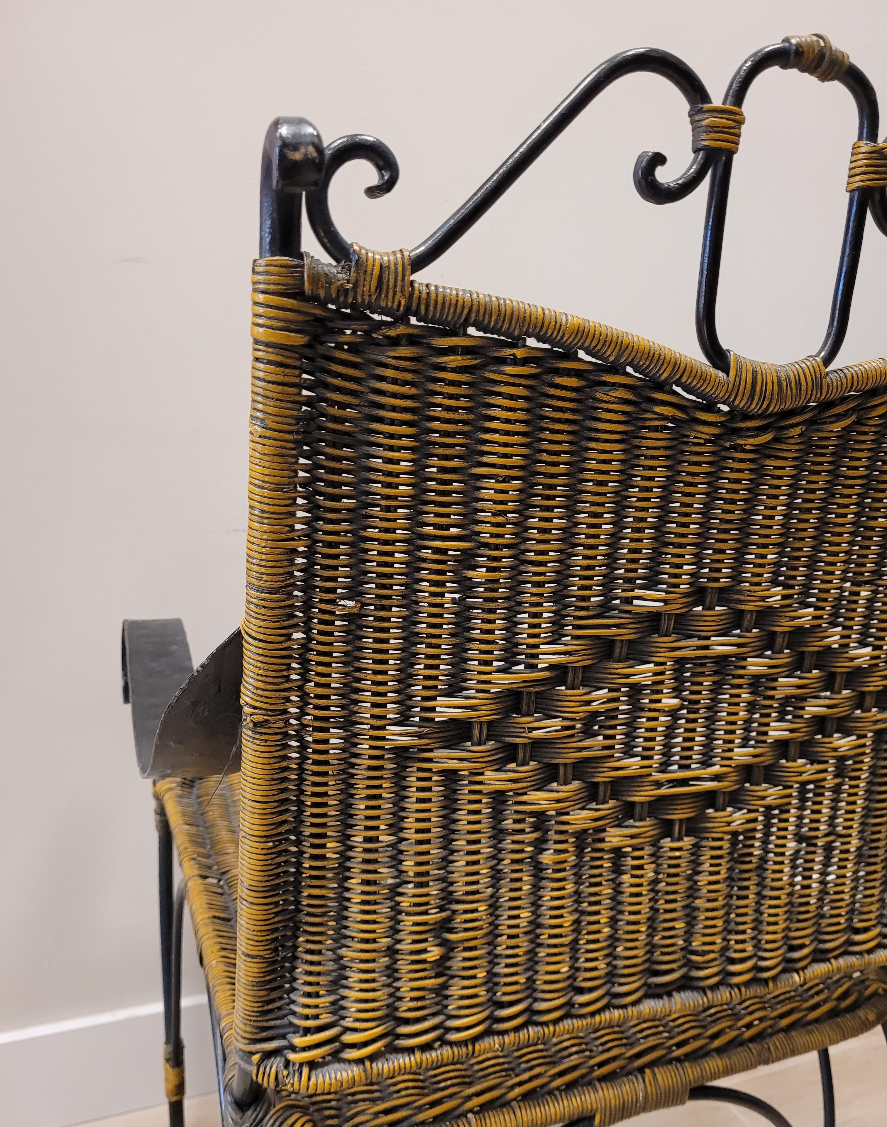 Valenti armchair in black rattan and wrought iron from the Spanish manufacturer in vendita 3