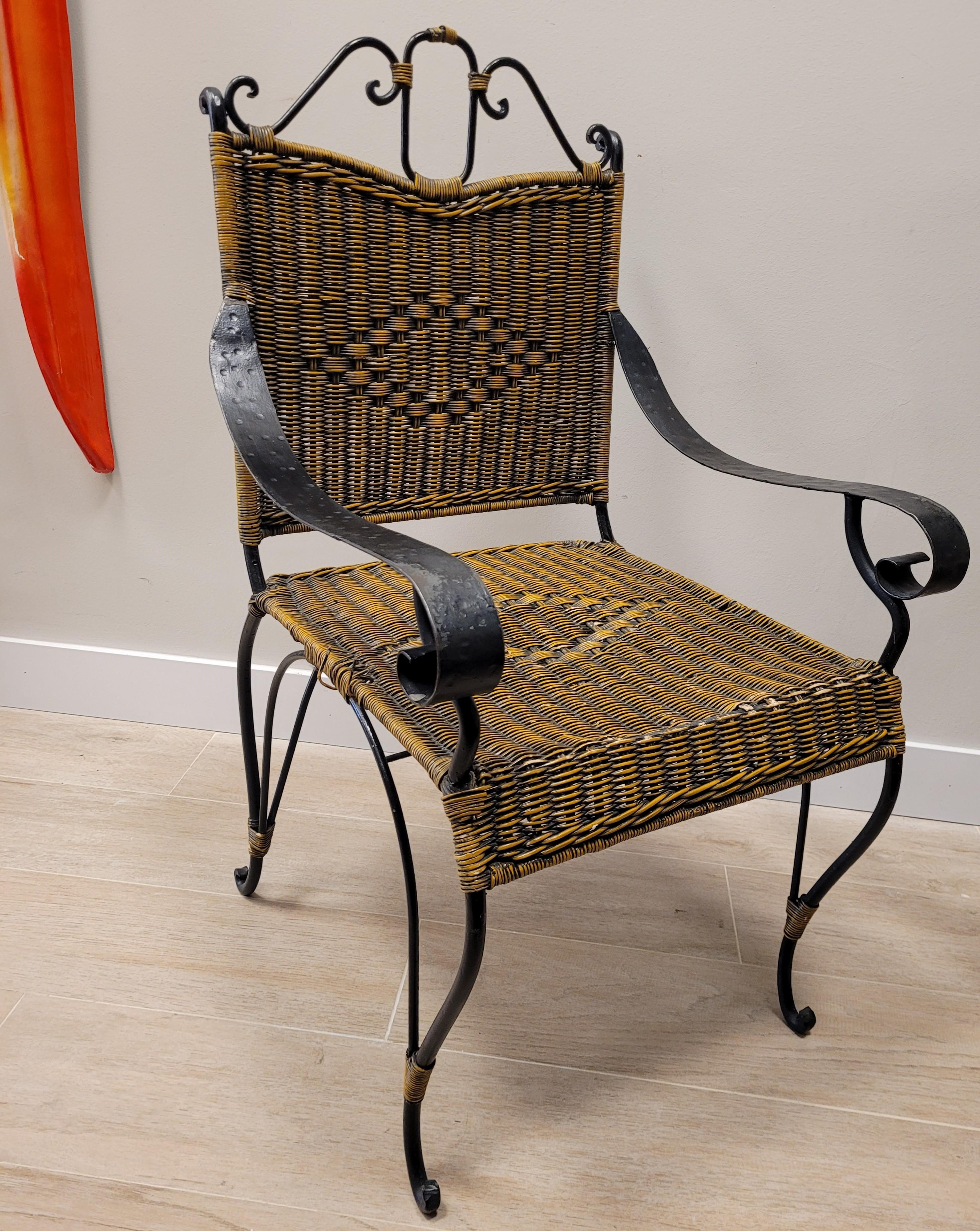 Wrought iron and rattan chair, 1970s, Valenti

Magnificent armchair made of wrought iron and rattan around the 1970s, by the prestigious Spanish designer Valentí. With great elegance and aesthetic strength, this chair is large and powerful. It