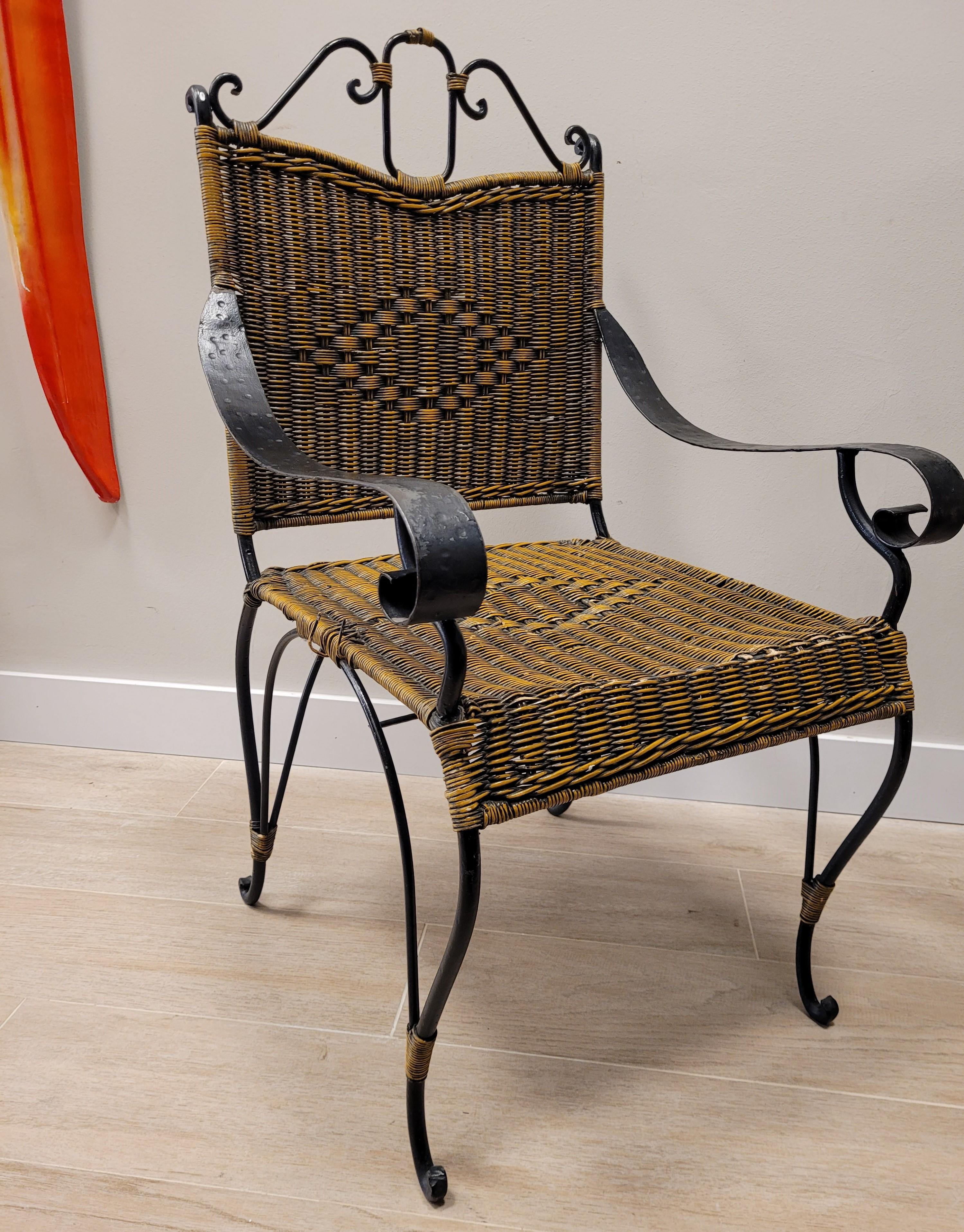 Valenti armchair in black rattan and wrought iron from the Spanish manufacturer in vendita 12