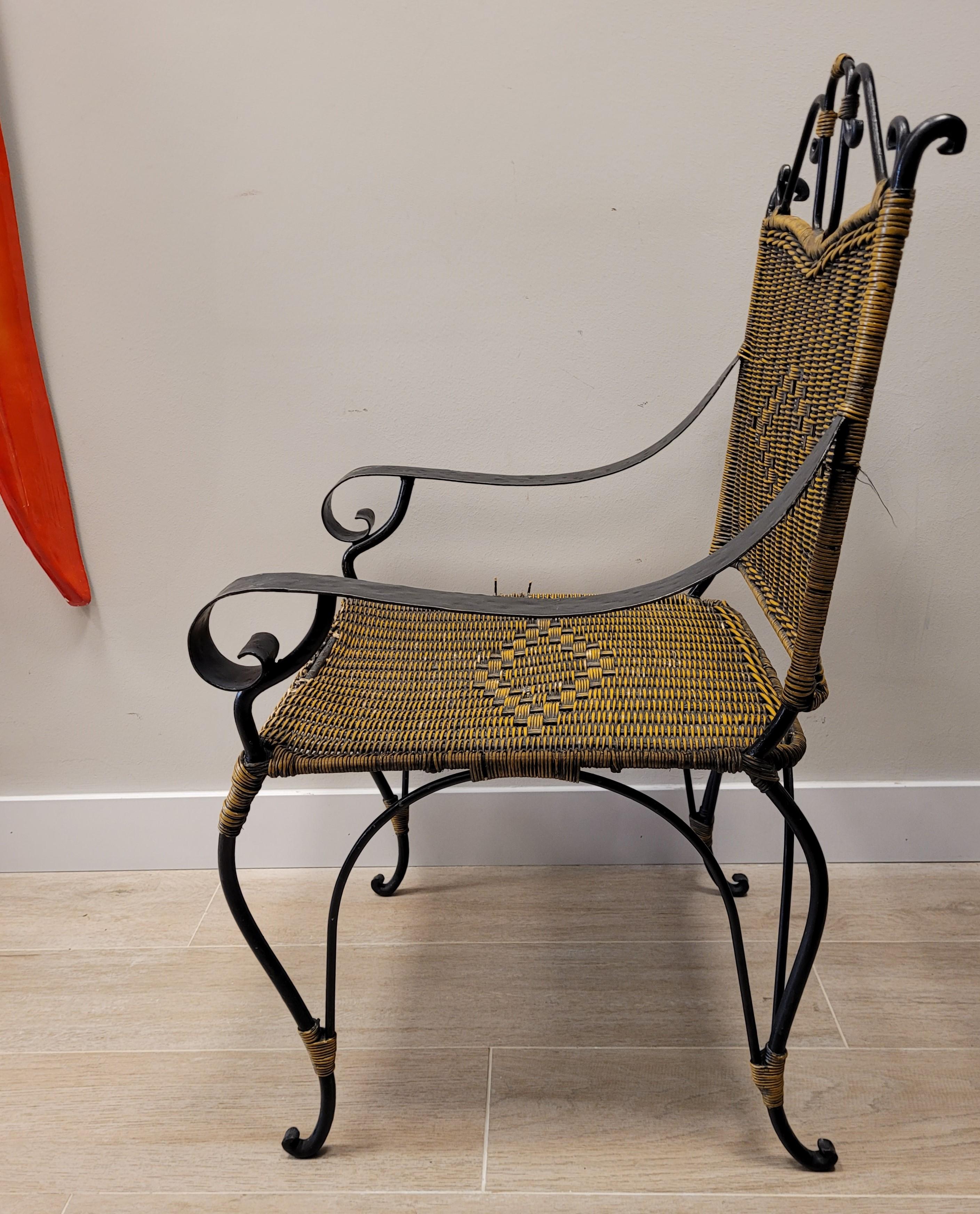 Valenti armchair in black rattan and wrought iron from the Spanish manufacturer In condizioni buone in vendita a Valladolid, ES