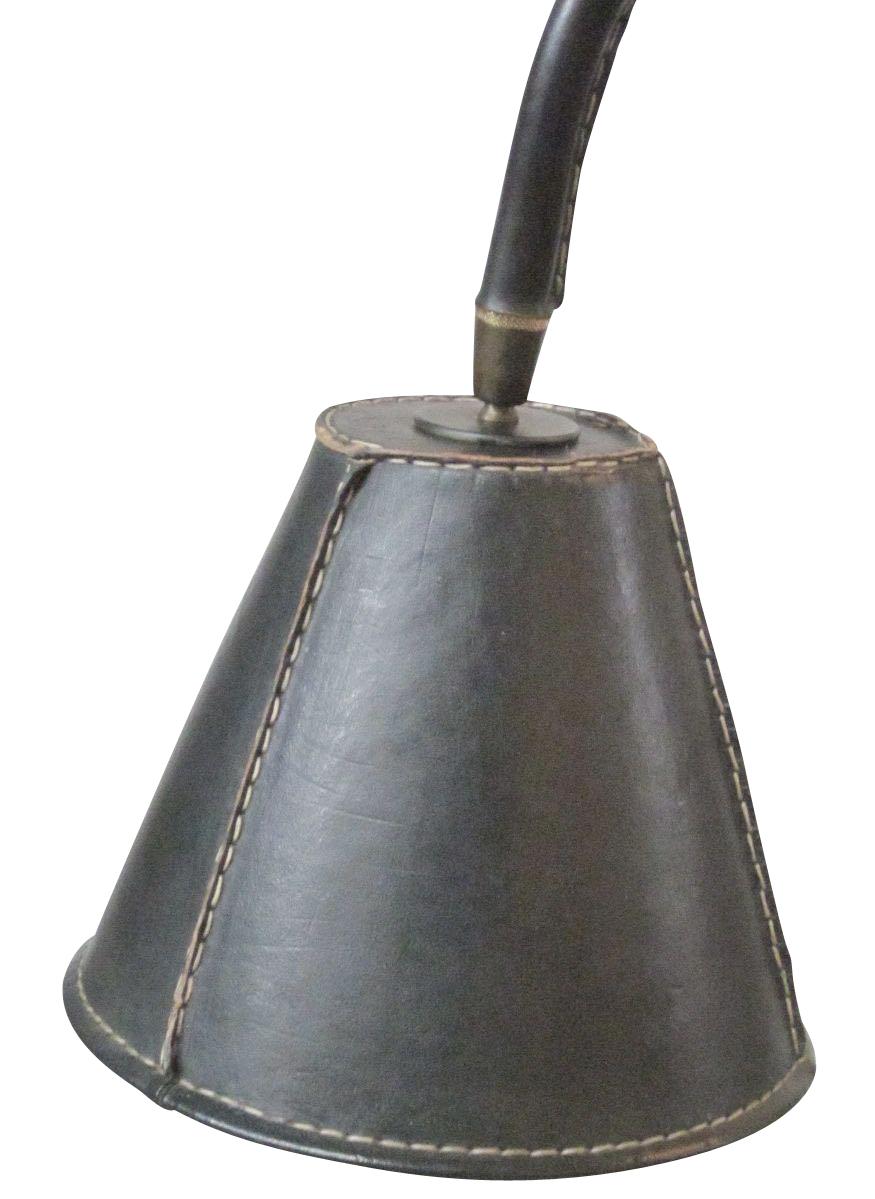 Spanish Valenti Black Leather Floor Lamp, Spain, Midcentury
