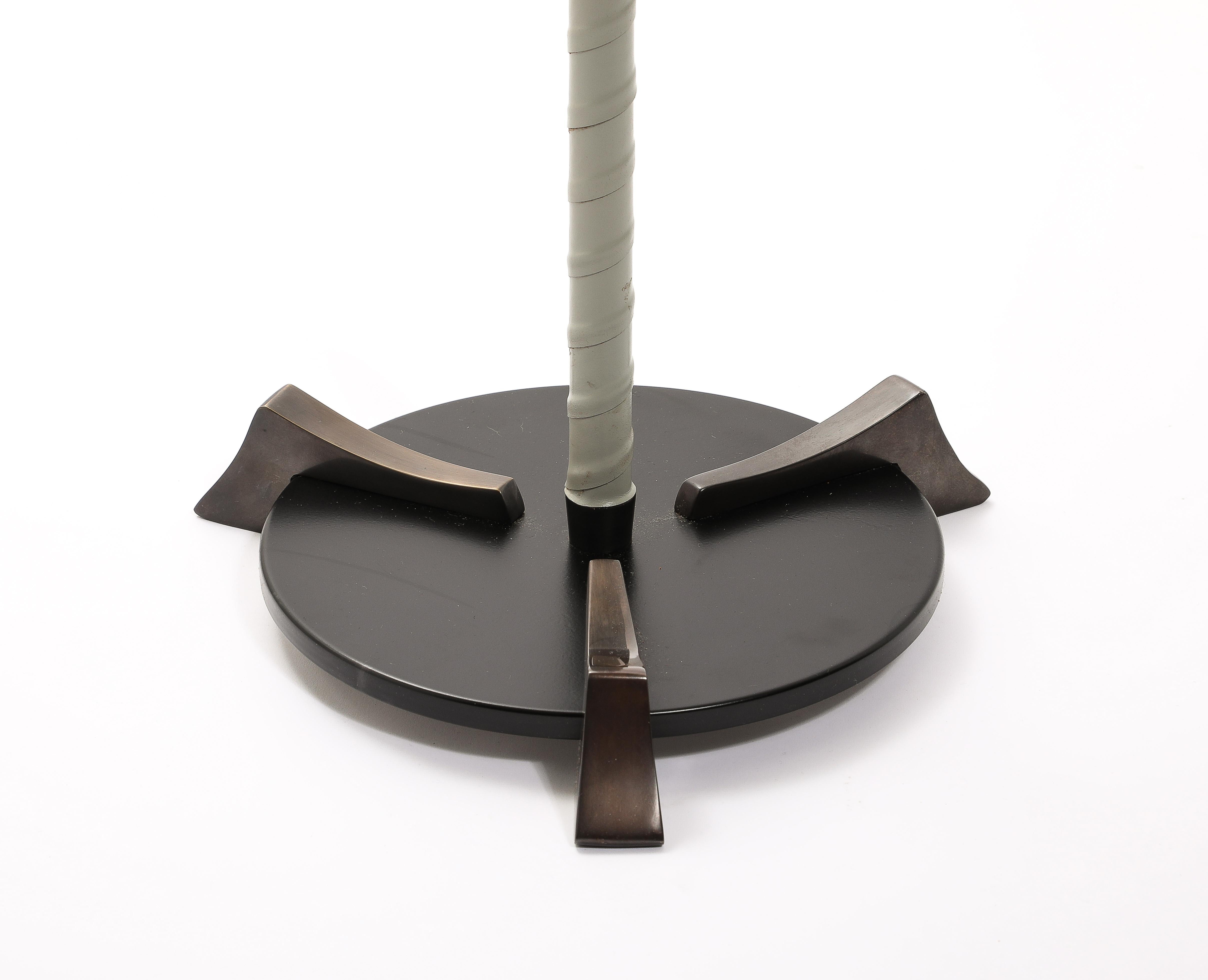 Spanish Valenti Brass & Leather Floor Lamps, Spain 1950's For Sale